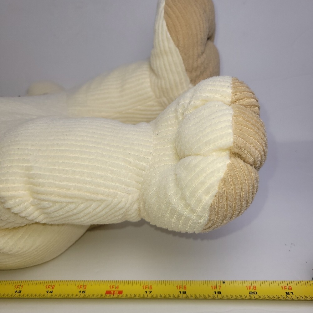 Corduroy Cream Light Brown Large Plush Teddy Pillow Feel Bear Floral Patches 20" - Picture 10 of 10